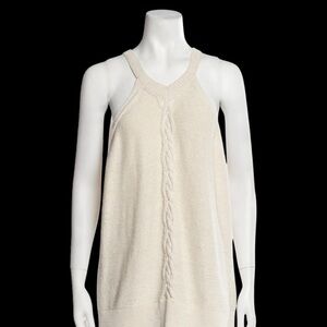 Lafayette 148 New York Cream v-neck cable knit sleeveless Tank Top sweater xl
